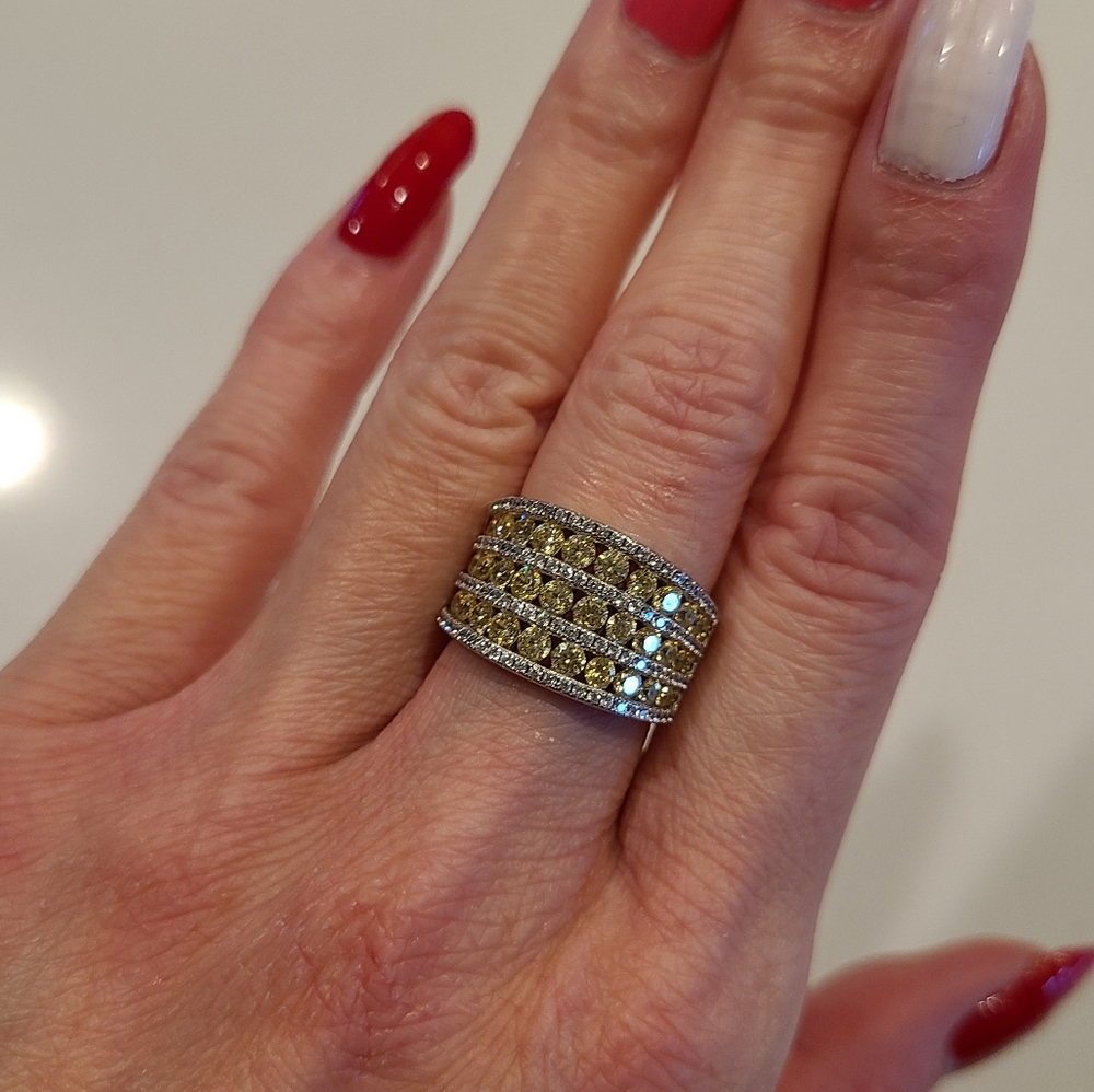 Yellow & White Cubic Zirconia Sterling Silver Ring